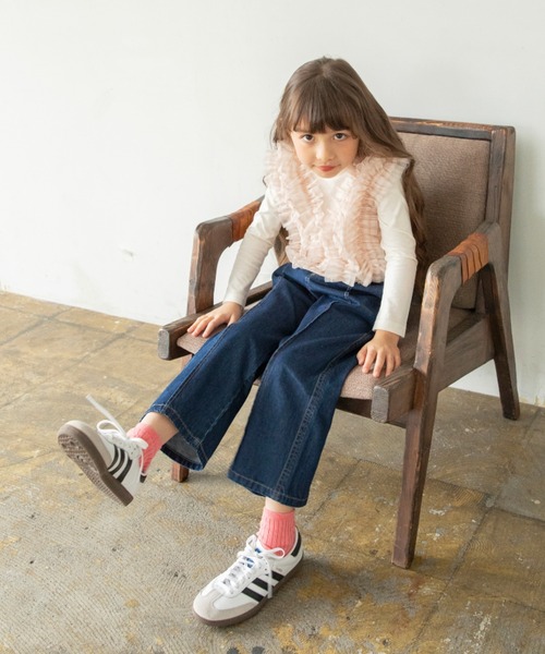 BRANSHES（ブランシェス）の「デニムワイドパンツ（デニムパンツ・キッズ・ネイビー/サックスブルー・90/130/110/120/100/140/150）」の22枚目の写真