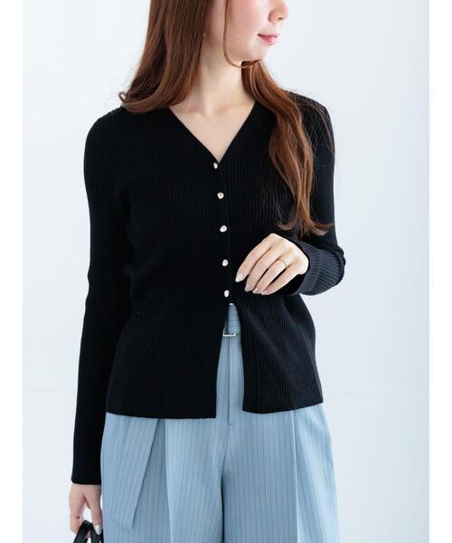 Te chichi(テチチ)の「リブVネックカーディガン《2026 spring catalog item》(カーディガン/ボレロ・レディース・レッド/ホワイト/ネイビー/ブラック・F)」の3枚目の写真