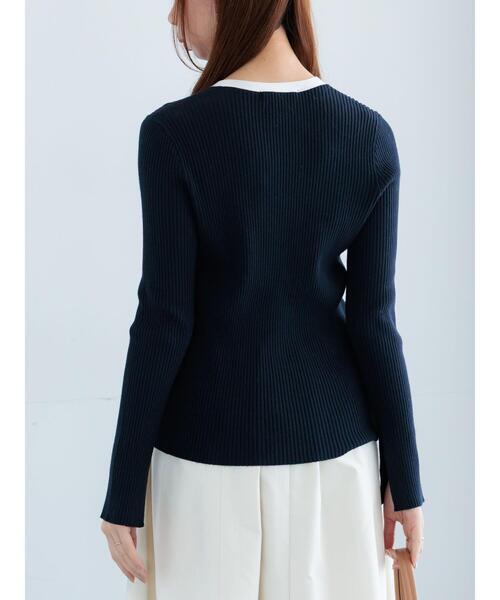 Te chichi(テチチ)の「リブVネックカーディガン《2026 spring catalog item》(カーディガン/ボレロ・レディース・レッド/ホワイト/ネイビー/ブラック・F)」の9枚目の写真