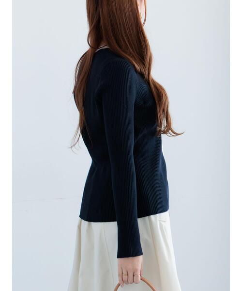 Te chichi(テチチ)の「リブVネックカーディガン《2026 spring catalog item》(カーディガン/ボレロ・レディース・レッド/ホワイト/ネイビー/ブラック・F)」の10枚目の写真