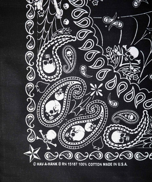 HAV-A-HANK（ハバハンク ）の「《HAV-A-HANK》Design　BANDANNA（バンダナ/スカーフ・メンズ・チャコールグレー・FREE）」の3枚目の写真