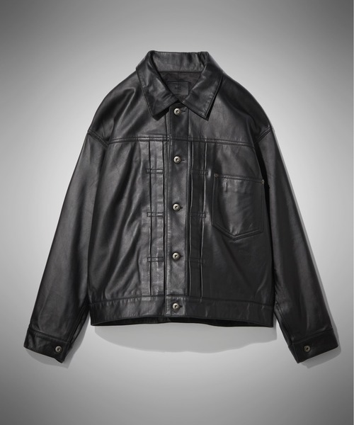 HARE（ハレ）の「シープレザートラッカージャケット(HARE)（テーラードジャケット・メンズ・ブラック系その他/ブラック・MEDIUM/SMALL）」の2枚目の写真