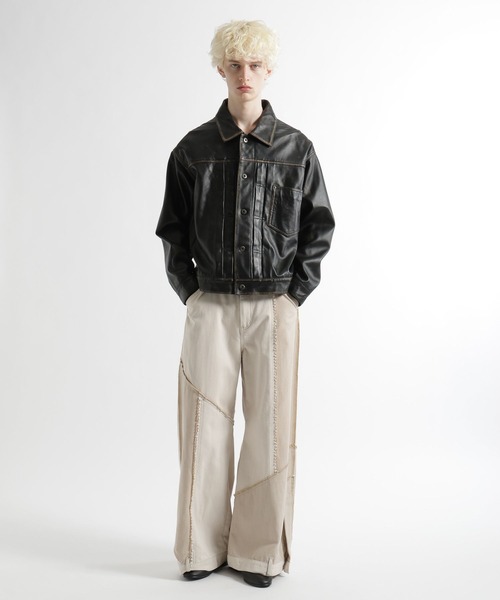 HARE（ハレ）の「シープレザートラッカージャケット(HARE)（テーラードジャケット・メンズ・ブラック系その他/ブラック・MEDIUM/SMALL）」の4枚目の写真