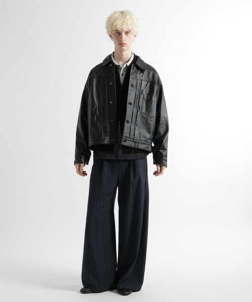 HARE（ハレ）の「シープレザートラッカージャケット(HARE)（テーラードジャケット・メンズ・ブラック系その他/ブラック・MEDIUM/SMALL）」の8枚目の写真