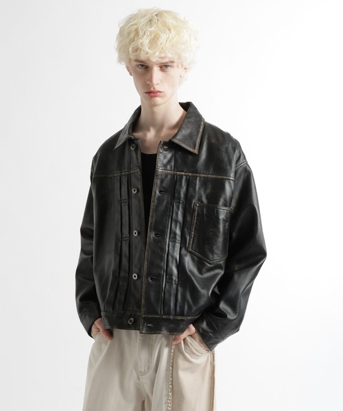 HARE（ハレ）の「シープレザートラッカージャケット(HARE)（テーラードジャケット・メンズ・ブラック系その他/ブラック・MEDIUM/SMALL）」の9枚目の写真