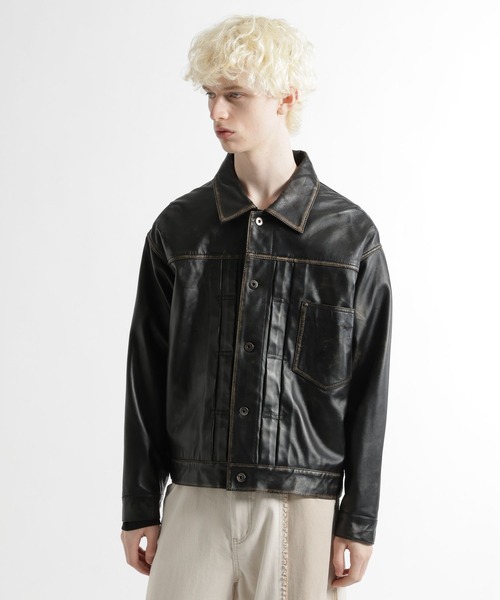 HARE（ハレ）の「シープレザートラッカージャケット(HARE)（テーラードジャケット・メンズ・ブラック系その他/ブラック・MEDIUM/SMALL）」の10枚目の写真