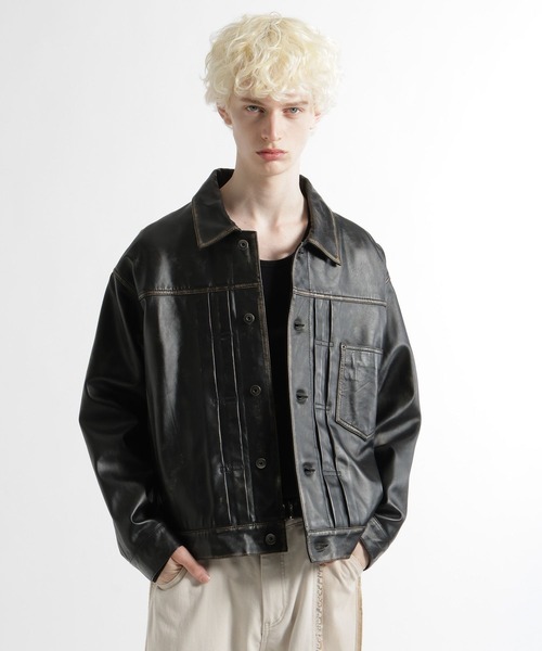 HARE（ハレ）の「シープレザートラッカージャケット(HARE)（テーラードジャケット・メンズ・ブラック系その他/ブラック・MEDIUM/SMALL）」の11枚目の写真