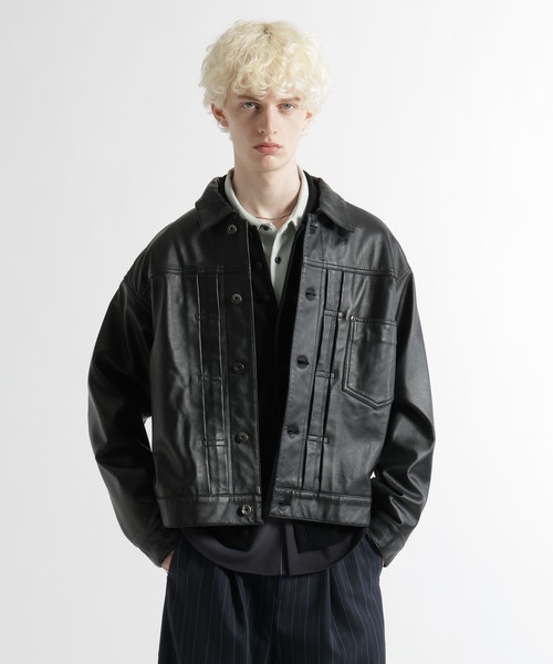 HARE（ハレ）の「シープレザートラッカージャケット(HARE)（テーラードジャケット・メンズ・ブラック系その他/ブラック・MEDIUM/SMALL）」の12枚目の写真