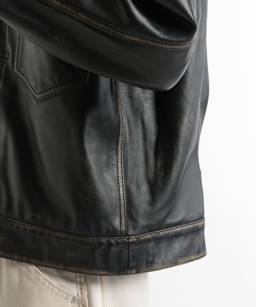 HARE（ハレ）の「シープレザートラッカージャケット(HARE)（テーラードジャケット・メンズ・ブラック系その他/ブラック・MEDIUM/SMALL）」の16枚目の写真