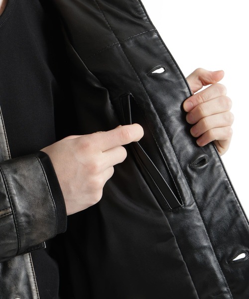 HARE（ハレ）の「シープレザートラッカージャケット(HARE)（テーラードジャケット・メンズ・ブラック系その他/ブラック・MEDIUM/SMALL）」の18枚目の写真