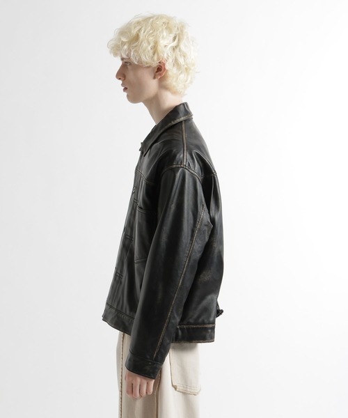 HARE（ハレ）の「シープレザートラッカージャケット(HARE)（テーラードジャケット・メンズ・ブラック系その他/ブラック・MEDIUM/SMALL）」の20枚目の写真