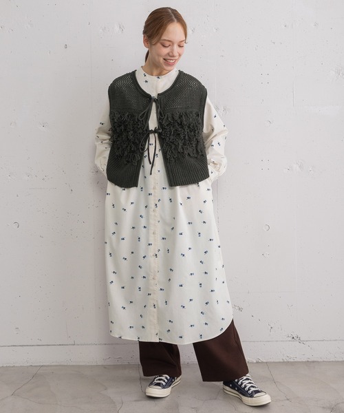 POU DOU DOU（プードゥドゥ）の「2wayループ編みニットベスト（ベスト・レディース・ダークグレー/オレンジ/アイボリー・3）」の8枚目の写真