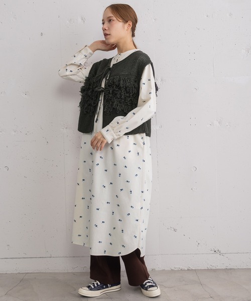 POU DOU DOU（プードゥドゥ）の「2wayループ編みニットベスト（ベスト・レディース・ダークグレー/オレンジ/アイボリー・3）」の9枚目の写真