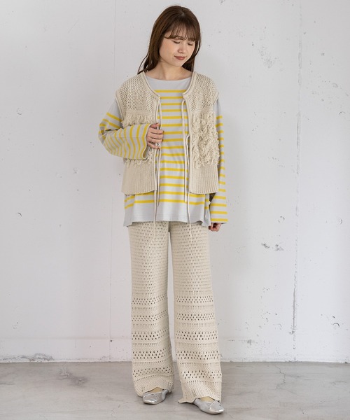 POU DOU DOU（プードゥドゥ）の「2wayループ編みニットベスト（ベスト・レディース・ダークグレー/オレンジ/アイボリー・3）」の17枚目の写真