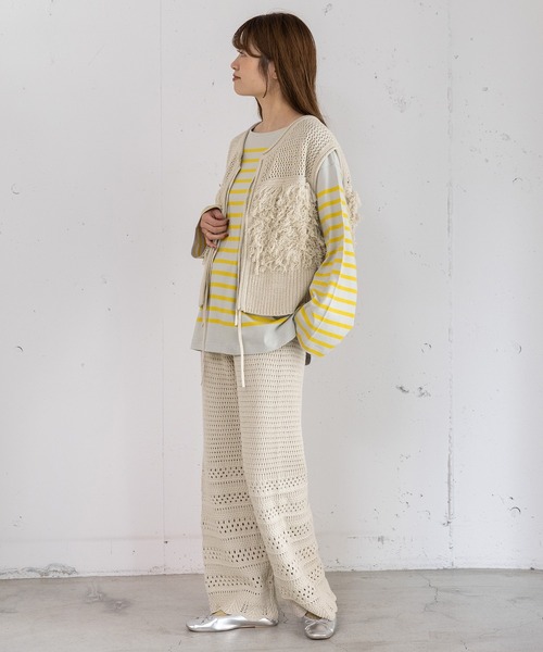 POU DOU DOU（プードゥドゥ）の「2wayループ編みニットベスト（ベスト・レディース・ダークグレー/オレンジ/アイボリー・3）」の19枚目の写真