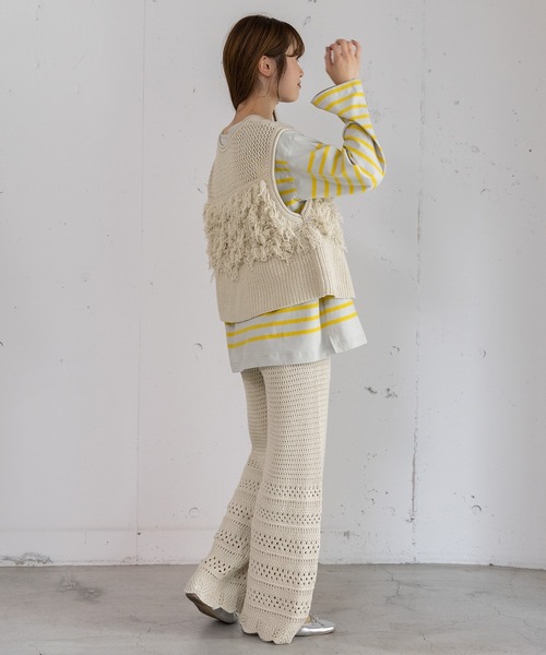 POU DOU DOU（プードゥドゥ）の「2wayループ編みニットベスト（ベスト・レディース・ダークグレー/オレンジ/アイボリー・3）」の20枚目の写真