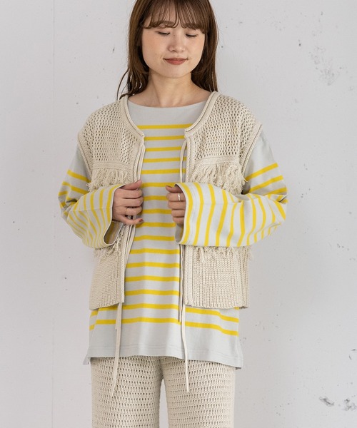 POU DOU DOU（プードゥドゥ）の「2wayループ編みニットベスト（ベスト・レディース・ダークグレー/オレンジ/アイボリー・3）」の22枚目の写真