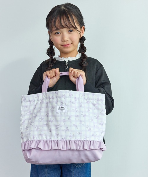 セール】【KIDS/キッズ】チェック×リボン柄レッスンバッグ（トート