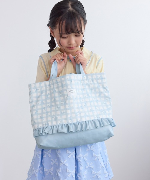 KIDS/キッズ】チェック×リボン柄レッスンバッグ（トートバッグ）｜ROPE