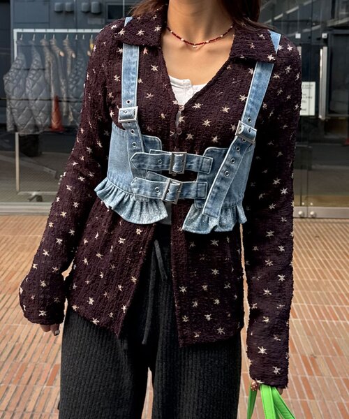 CIAOPANIC(チャオパニック)の「ラインストーンデニムハーネスビスチェ(その他・レディース・サックスブルー・ONE SIZE)」の4枚目の写真