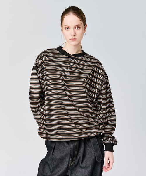 WETTEMPT(ウィテンプト)の「HENLEY NECK BORDER L/S TEE / ヘンリーネックボーダーロンT(Tシャツ/カットソー・メンズ・ブラック系2/ブラック/オフホワイト・SMALL/MEDIUM/LARGE)」の5枚目の写真