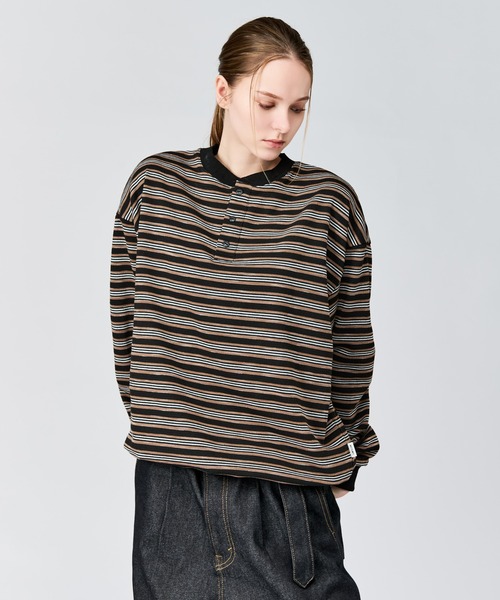 WETTEMPT(ウィテンプト)の「HENLEY NECK BORDER L/S TEE / ヘンリーネックボーダーロンT(Tシャツ/カットソー・メンズ・ブラック系2/ブラック/オフホワイト・SMALL/MEDIUM/LARGE)」の9枚目の写真