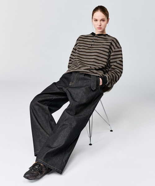 WETTEMPT(ウィテンプト)の「HENLEY NECK BORDER L/S TEE / ヘンリーネックボーダーロンT(Tシャツ/カットソー・メンズ・ブラック系2/ブラック/オフホワイト・SMALL/MEDIUM/LARGE)」の14枚目の写真