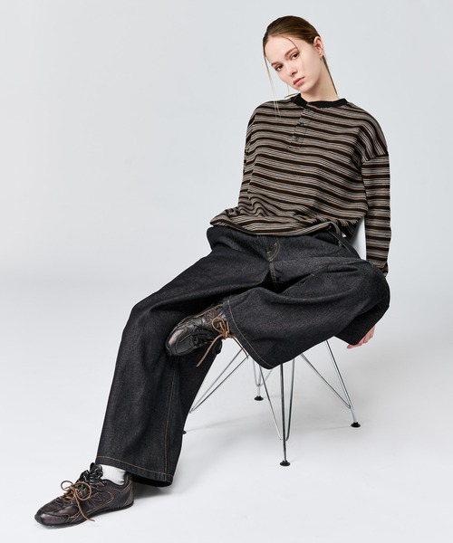 WETTEMPT(ウィテンプト)の「HENLEY NECK BORDER L/S TEE / ヘンリーネックボーダーロンT(Tシャツ/カットソー・メンズ・ブラック系2/ブラック/オフホワイト・SMALL/MEDIUM/LARGE)」の15枚目の写真