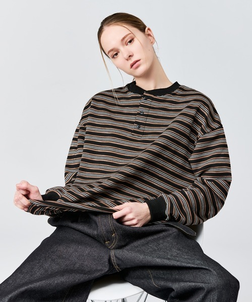 WETTEMPT(ウィテンプト)の「HENLEY NECK BORDER L/S TEE / ヘンリーネックボーダーロンT(Tシャツ/カットソー・メンズ・ブラック系2/ブラック/オフホワイト・SMALL/MEDIUM/LARGE)」の16枚目の写真