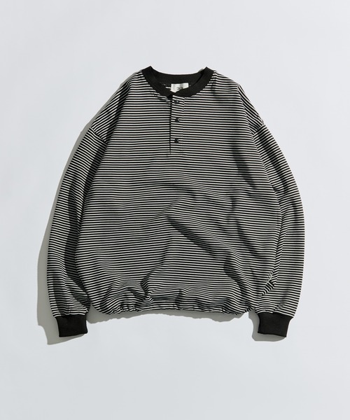 HENLEY NECK BORDER L/S TEE / ヘンリーネックボーダーロンT（Tシャツ