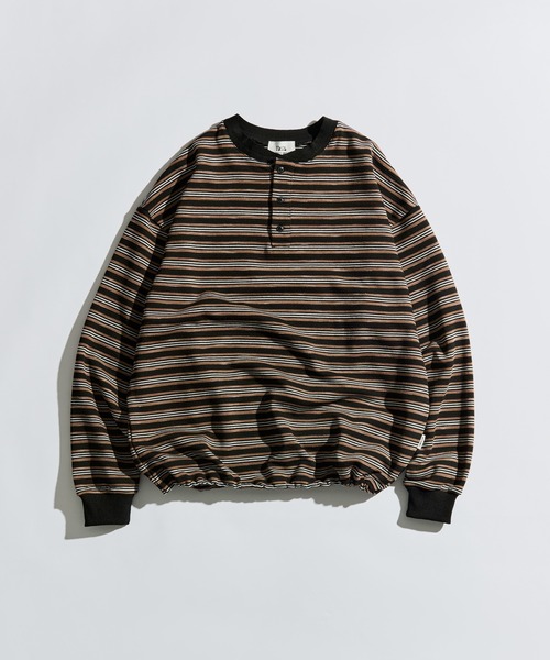 HENLEY NECK BORDER L/S TEE / ヘンリーネックボーダーロンT（Tシャツ