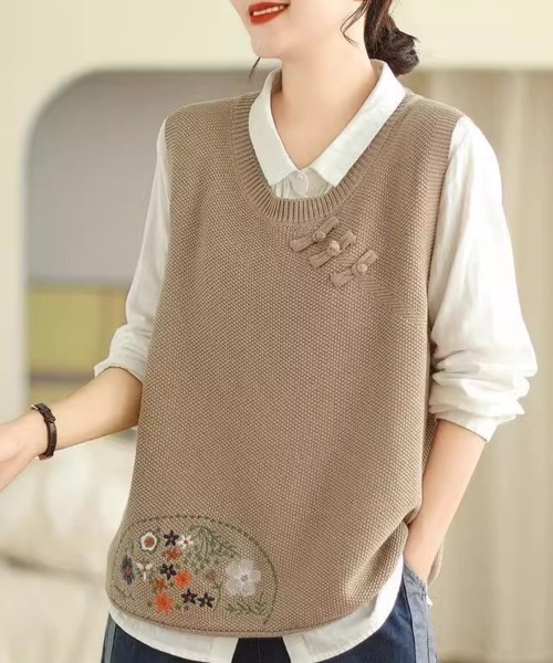 花柄刺繍ニットベスト（ベスト）｜Flugge（フラッジー）のファッション