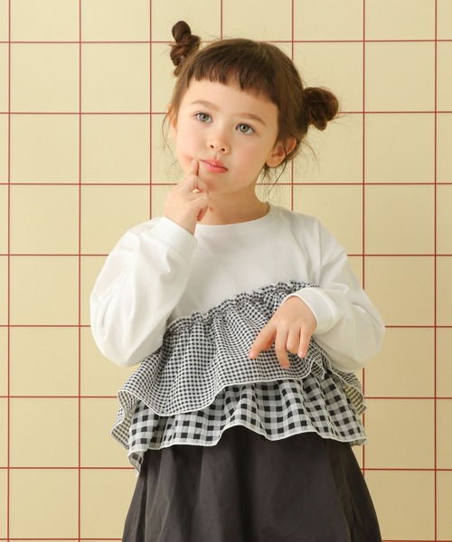 LEPSIM（レプシィム）の「【KIDS】フリルドッキングプルオーバー　639391（Tシャツ/カットソー・キッズ・チェック/ブルー/ドット・130/120/140）」の3枚目の写真