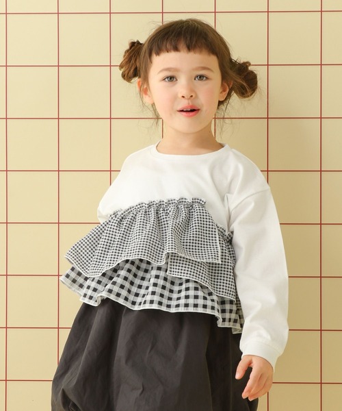 LEPSIM（レプシィム）の「【KIDS】フリルドッキングプルオーバー　639391（Tシャツ/カットソー・キッズ・チェック/ブルー/ドット・130/120/140）」の7枚目の写真