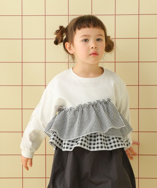 LEPSIM（レプシィム）の「【KIDS】フリルドッキングプルオーバー　639391（Tシャツ/カットソー・キッズ・チェック/ブルー/ドット・130/120/140）」の8枚目の写真