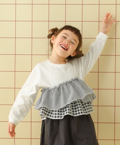 LEPSIM（レプシィム）の「【KIDS】フリルドッキングプルオーバー　639391（Tシャツ/カットソー・キッズ・チェック/ブルー/ドット・130/120/140）」の9枚目の写真