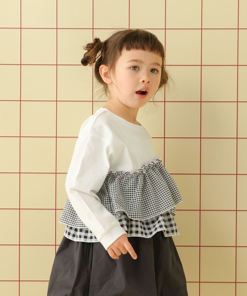 LEPSIM（レプシィム）の「【KIDS】フリルドッキングプルオーバー　639391（Tシャツ/カットソー・キッズ・チェック/ブルー/ドット・130/120/140）」の10枚目の写真
