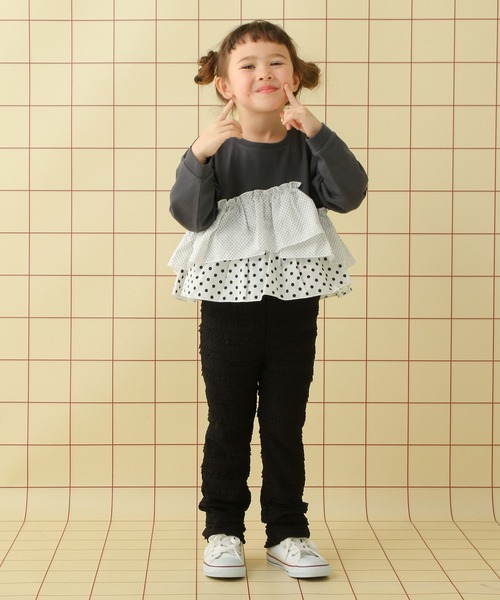 LEPSIM（レプシィム）の「【KIDS】フリルドッキングプルオーバー　639391（Tシャツ/カットソー・キッズ・チェック/ブルー/ドット・130/120/140）」の11枚目の写真
