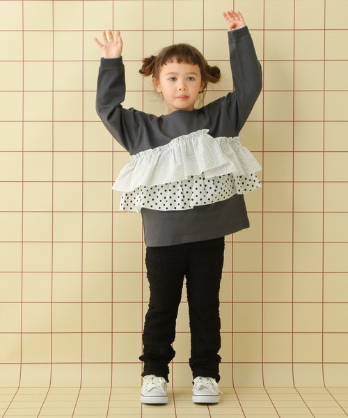 LEPSIM（レプシィム）の「【KIDS】フリルドッキングプルオーバー　639391（Tシャツ/カットソー・キッズ・チェック/ブルー/ドット・130/120/140）」の12枚目の写真