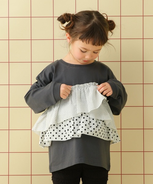 LEPSIM（レプシィム）の「【KIDS】フリルドッキングプルオーバー　639391（Tシャツ/カットソー・キッズ・チェック/ブルー/ドット・130/120/140）」の15枚目の写真