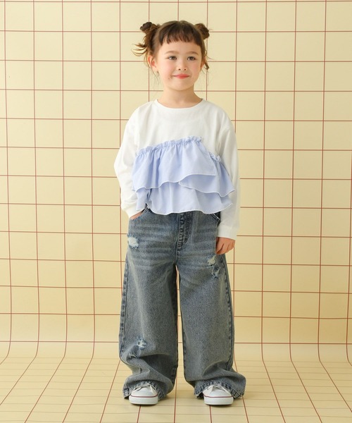 LEPSIM（レプシィム）の「【KIDS】フリルドッキングプルオーバー　639391（Tシャツ/カットソー・キッズ・チェック/ブルー/ドット・130/120/140）」の18枚目の写真