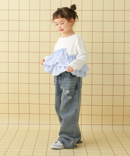 LEPSIM（レプシィム）の「【KIDS】フリルドッキングプルオーバー　639391（Tシャツ/カットソー・キッズ・チェック/ブルー/ドット・130/120/140）」の19枚目の写真