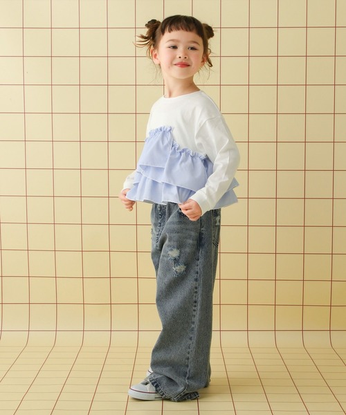 LEPSIM（レプシィム）の「【KIDS】フリルドッキングプルオーバー　639391（Tシャツ/カットソー・キッズ・チェック/ブルー/ドット・130/120/140）」の20枚目の写真