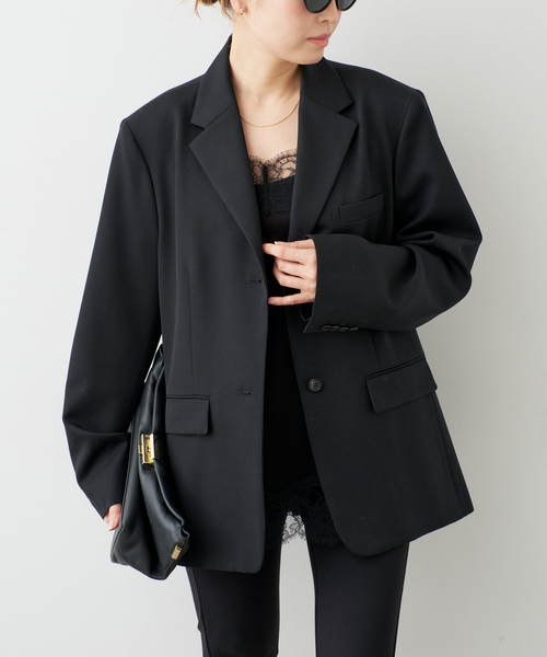 Deuxieme Classe(ドゥーズィエムクラス)の「Angelico Oversized ジャケット(テーラードジャケット・レディース・ブラック/ベージュ・38/36)」の6枚目の写真