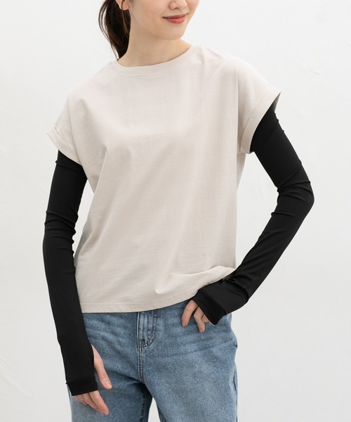 Honeys（ハニーズ）の「【ハニさら・接触冷感・ＵＶカット・遮熱】遮熱アームカバー６０ｃｍ丈（アームカバー・レディース・グレー/アイボリー/ブラック・FREE）」の11枚目の写真