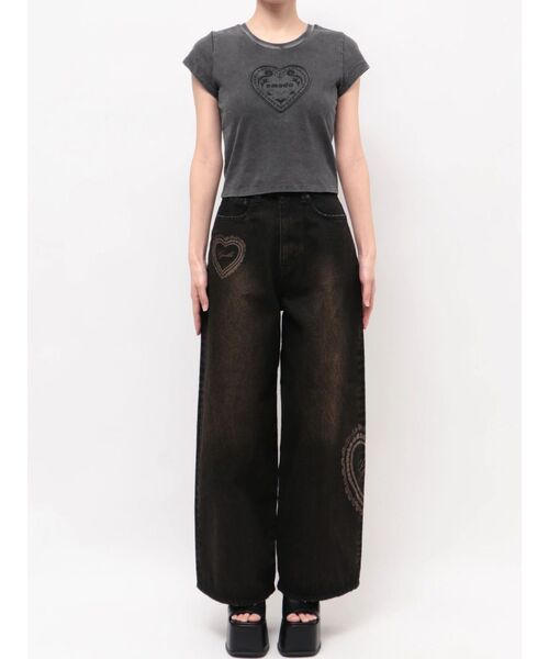 EMODA（エモダ）の「エンブレムハートパッチTシャツ（Tシャツ/カットソー・レディース・ブラック/ブルー/ピンク/ホワイト・FREE）」の16枚目の写真