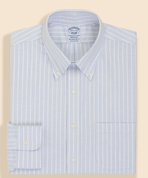 BROOKS BROTHERS(ブルックスブラザーズ)の「ストレッチオックスフォード シーズナルパターン ドレスシャツ Regular Fit(ビジネスシャツ・メンズ・ホワイト×ブルー/ブルー・14 1/2-31/14 1/2-32/15-31/15-32/15-33/16-31/16-33/16 1/2-32/16 1/2-33/16 1/2-34/17-32/17-33/17-34/17 1/2-34/16-32/15 1/2-33/15 1/2-32/15 1/2-31)」の3枚目の写真