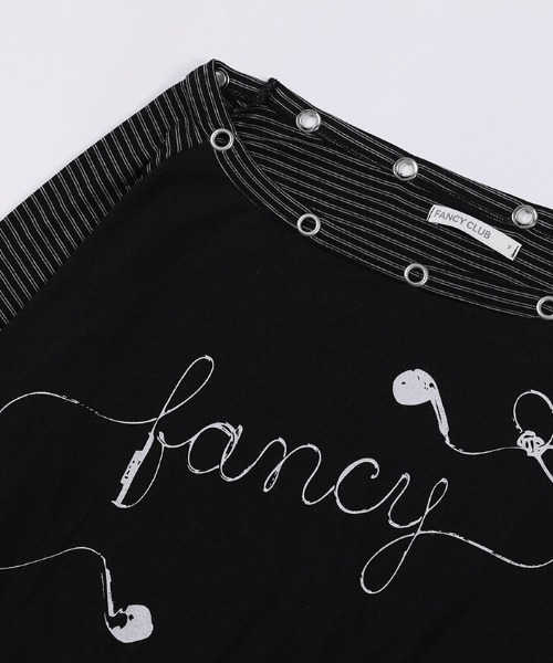 FANCY CLUB(ファンシークラブ)の「A'GEM/9 × .kom 『FANCY CLUB/ファンシークラブ』DRAWING STRIPE OFF-SHOULDER/ドローイングストライプオフショルダー(Tシャツ/カットソー・レディース・ブラック/グレー・FREE)」の18枚目の写真