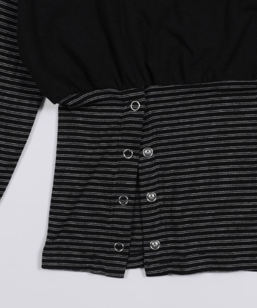 FANCY CLUB(ファンシークラブ)の「A'GEM/9 × .kom 『FANCY CLUB/ファンシークラブ』DRAWING STRIPE OFF-SHOULDER/ドローイングストライプオフショルダー(Tシャツ/カットソー・レディース・ブラック/グレー・FREE)」の19枚目の写真