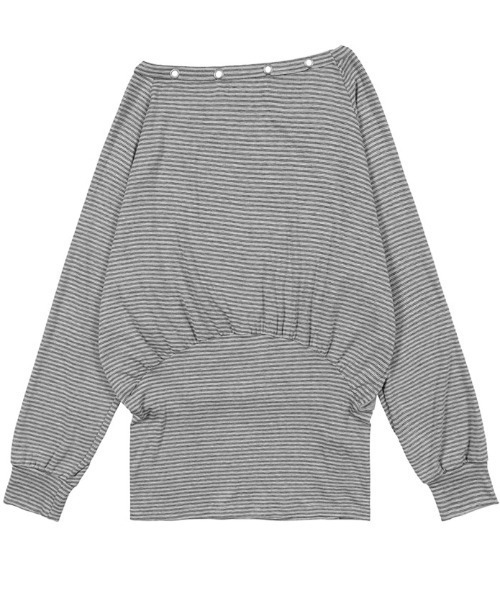 FANCY CLUB(ファンシークラブ)の「A'GEM/9 × .kom 『FANCY CLUB/ファンシークラブ』DRAWING STRIPE OFF-SHOULDER/ドローイングストライプオフショルダー(Tシャツ/カットソー・レディース・ブラック/グレー・FREE)」の22枚目の写真